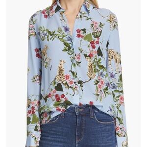 L’AGENCE Silk Blouse Floral & cheetah print